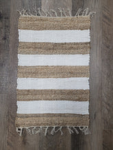 Recycled Cotton Rug 20x31 - Beige/White Stripe